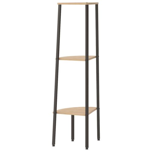  3 szintes világosbarna és fekete sarokpolc 45,5 x 31,5 x 120 cm