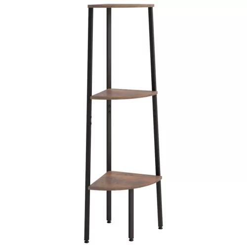  3 szintes sötétbarna és fekete sarokpolc 45,5 x 31,5 x 120 cm