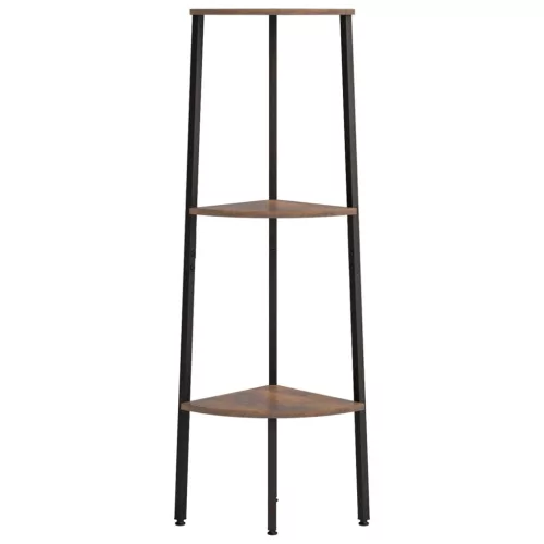  3 szintes sötétbarna és fekete sarokpolc 45,5 x 31,5 x 120 cm