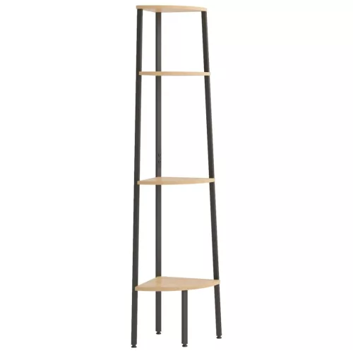  4 szintes világosbarna és fekete sarokpolc 45,5 x 31,5 x 150 cm