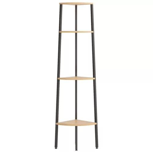  4 szintes világosbarna és fekete sarokpolc 45,5 x 31,5 x 150 cm