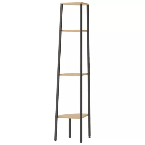  4 szintes világosbarna és fekete sarokpolc 45,5 x 31,5 x 150 cm