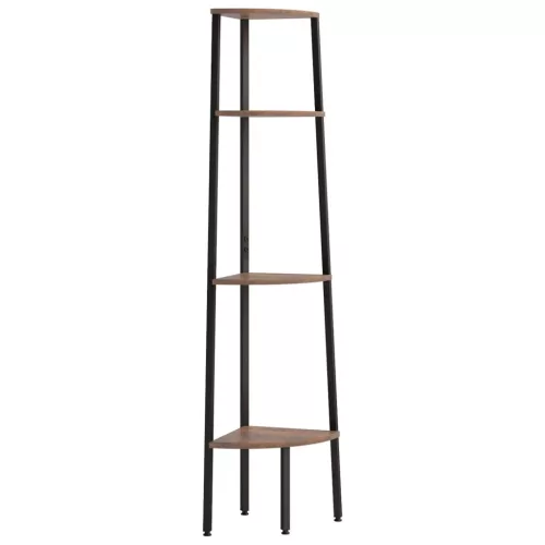  4 szintes sötétbarna és fekete sarokpolc 45,5 x 31,5 x 150 cm