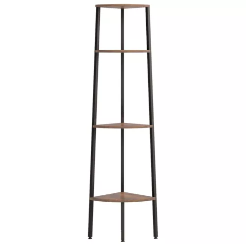  4 szintes sötétbarna és fekete sarokpolc 45,5 x 31,5 x 150 cm