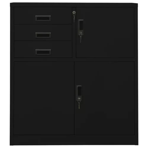  fekete acél irodai szekrény 90 x 40 x 102 cm