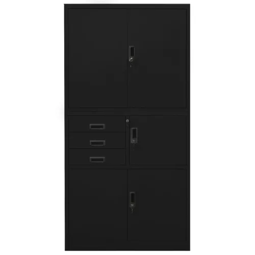  fekete acél irodai szekrény 90 x 40 x 180 cm