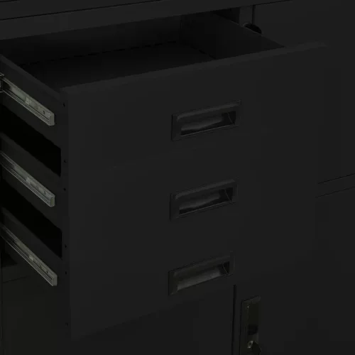  fekete acél irodai szekrény 90 x 40 x 180 cm