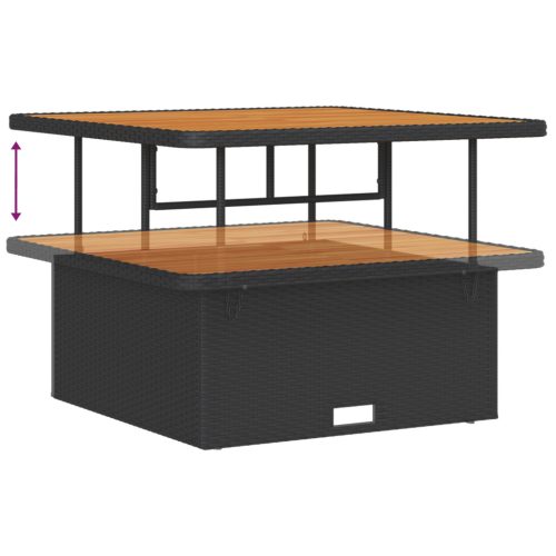  11 Darabos Kerti Kanapé Szett Párnákkal - Fekete Poli Rattan Akácia