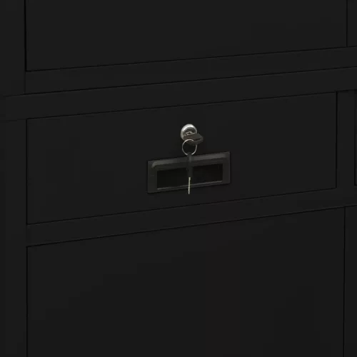  fekete acél irodai szekrény 90 x 40 x 180 cm