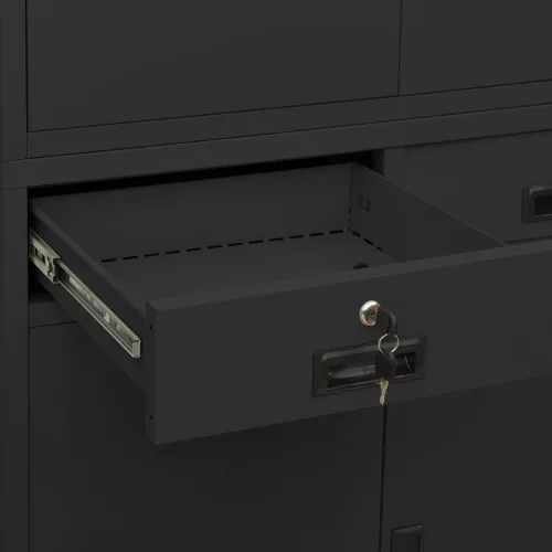  antracitszürke acél irodai szekrény 90 x 40 x 180 cm