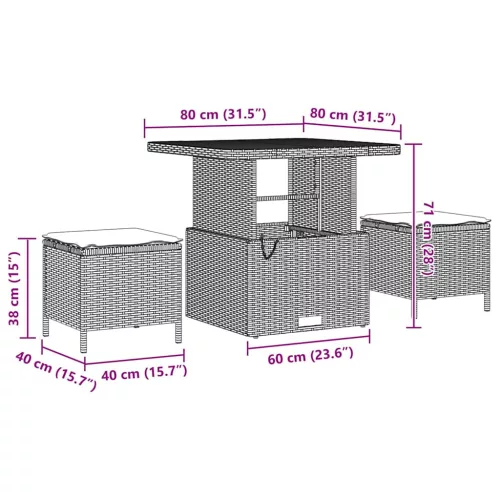  Kerti Kanapé Szett párnával tárolóval párnával 8 pcs Szürke