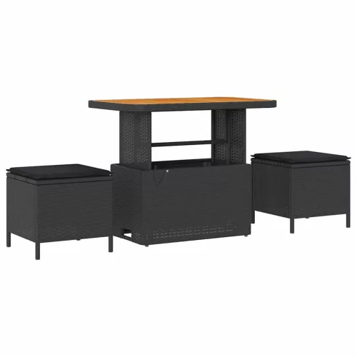  Kerti Kanapé Szett párnával tárolóval 8 pcs Fekete Poli rattan