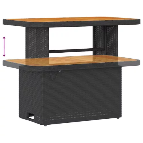  Kerti Kanapé Szett párnával tárolóval 8 pcs Fekete Poli rattan