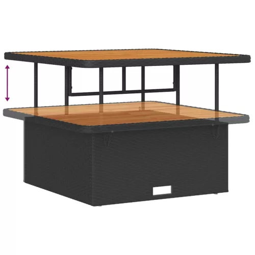  Kerti Kanapé Szett párnával tárolóval 9 pcs Fekete Poli rattan