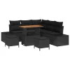  Kerti Kanapé Szett párnával tárolóval 8 pcs Fekete Poli rattan