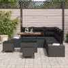  Kerti Kanapé Szett párnával tárolóval 8 pcs Fekete Poli rattan