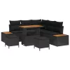  Kerti Kanapé Szett párnával tárolóval 8 pcs Fekete Poli rattan