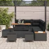 Kerti Kanapé Szett párnával tárolóval 9 pcs Fekete Poli rattan