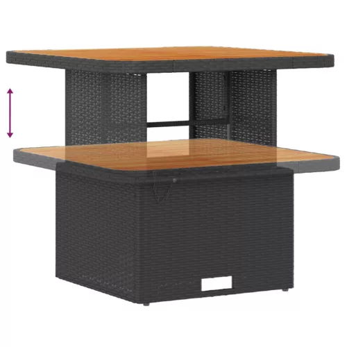  Kerti Kanapé Szett párnával tárolóval 9 pcs Fekete Poli rattan