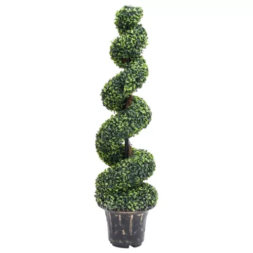  zöld spirálalakú cserepes műpuszpáng 117 cm
