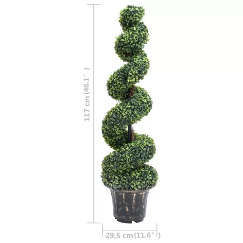  zöld spirálalakú cserepes műpuszpáng 117 cm