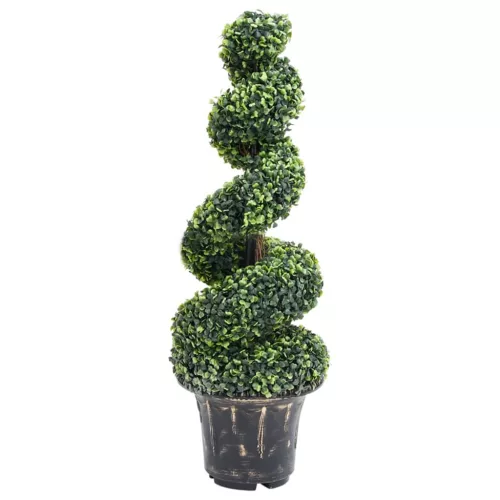  zöld spirálalakú cserepes műpuszpáng 100 cm