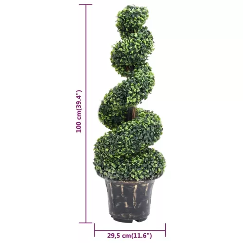  zöld spirálalakú cserepes műpuszpáng 100 cm