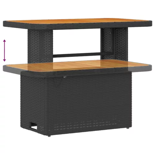  8 részes kerti kanapé szett párnákkal fekete poli rattan akáccal
