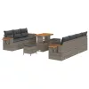  10 részes kerti kanapé szett párnákkal szürke poli rattan akácia