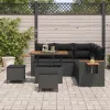  Kerti Kanapé Szett párnával 9 pcs Fekete polirattan