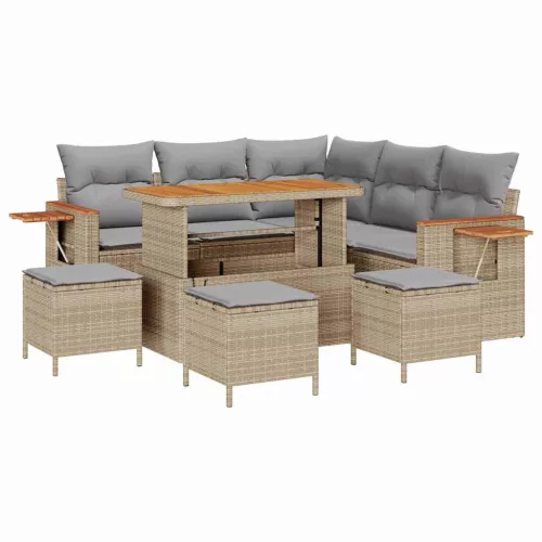  Kerti Kanapé Szett párnával tárolóval Bézs Poli rattan