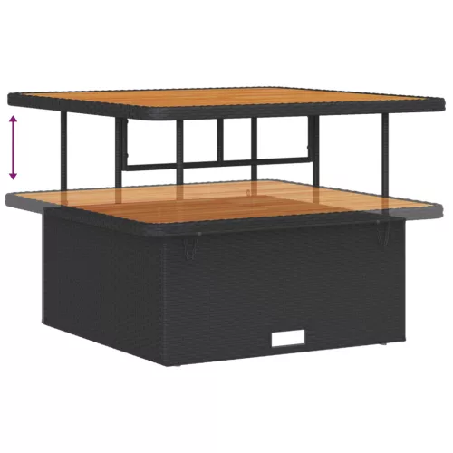  9 részes kerti kanapé szett párnákkal fekete poli rattan akáciából