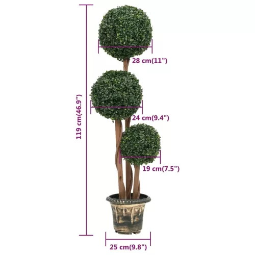  zöld gömbalakú cserepes műpuszpáng 119 cm