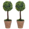  2 db zöld gömbalakú cserepes műpuszpáng 41 cm