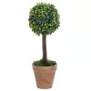  2 db zöld gömbalakú cserepes műpuszpáng 41 cm