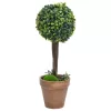  2 db zöld gömbalakú cserepes műpuszpáng 56 cm