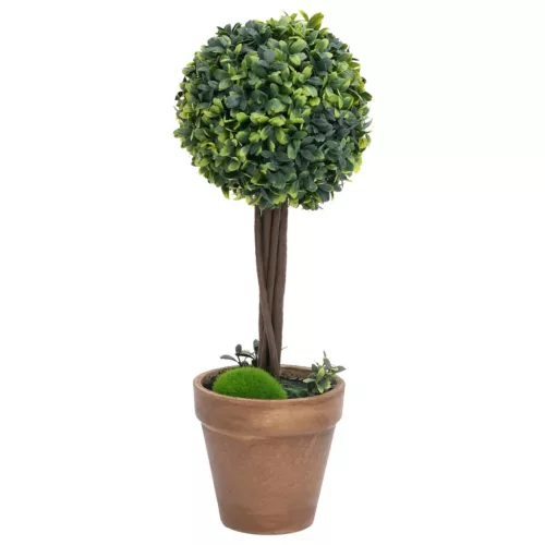  2 db zöld gömbalakú cserepes műpuszpáng 56 cm