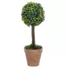 2 db zöld gömbalakú cserepes műpuszpáng 56 cm