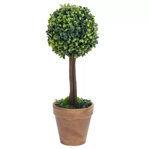  2 db zöld gömbalakú cserepes műpuszpáng 56 cm