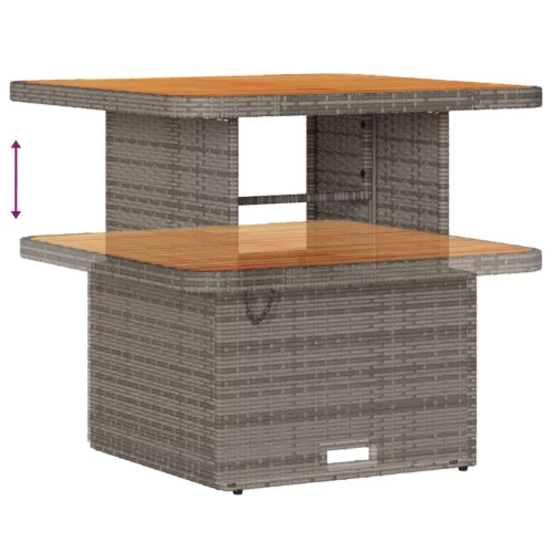  10 Darabos Kerti Sofa Szett Párnákkal Szürke Poli Rattan Akácia