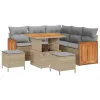  Kerti Kanapé Szett 8 pcs Beige és világosszürke polirattan