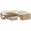  13 részes kerti bútor szett párnákkal Bézs Polirattan Akác