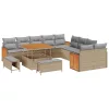 13 darabos kerti kanapé szett párnákkal Bézs Poli Rattan Akácia