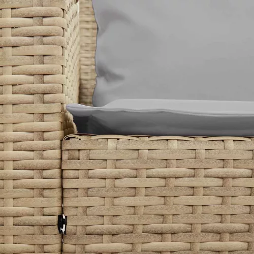  bézs polyrattan kerti kanapé párnával