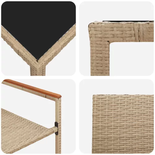  9 darabos kerti étkezőszett bézs poly rattan
