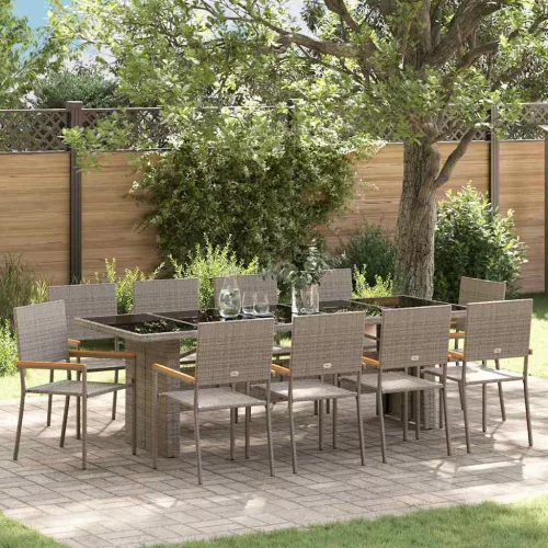  Kert étkező szett 11 pcs Szürke Nagy Poly Rattan