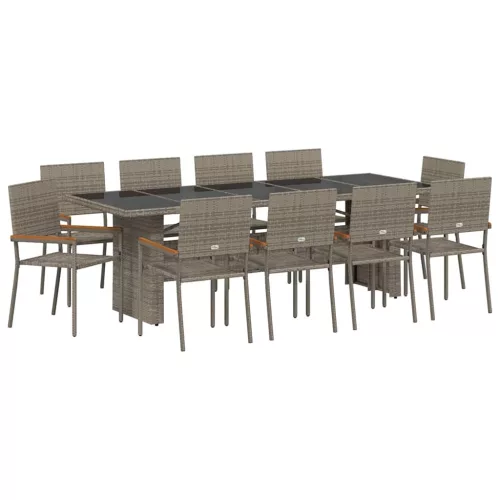  Kert étkező szett 11 pcs Szürke Nagy Poly Rattan