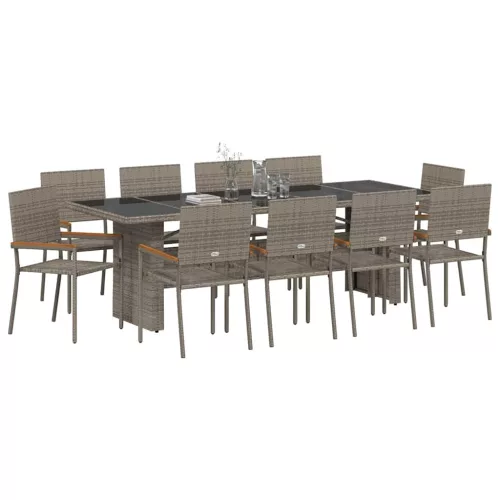  Kert étkező szett 11 pcs Szürke Nagy Poly Rattan