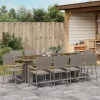  Kert étkező szett 11 pcs Szürke Nagy Poly Rattan