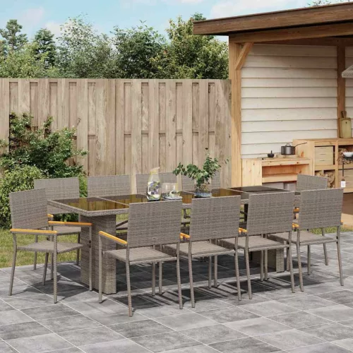  Kert étkező szett 11 pcs Szürke Nagy Poly Rattan